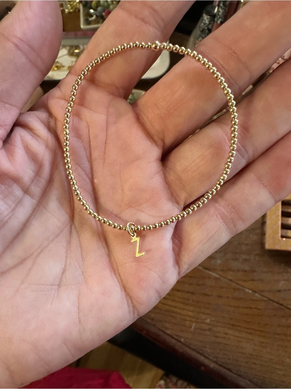 Gold tone Beaded Initial 'Z' Bracelet - Women Jewelry